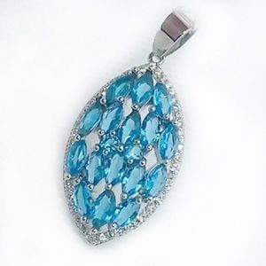 Swiss Blue Topaz pendant sterling silver